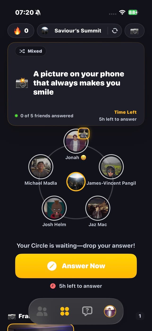 A larger Circles group around a shared daily prompt